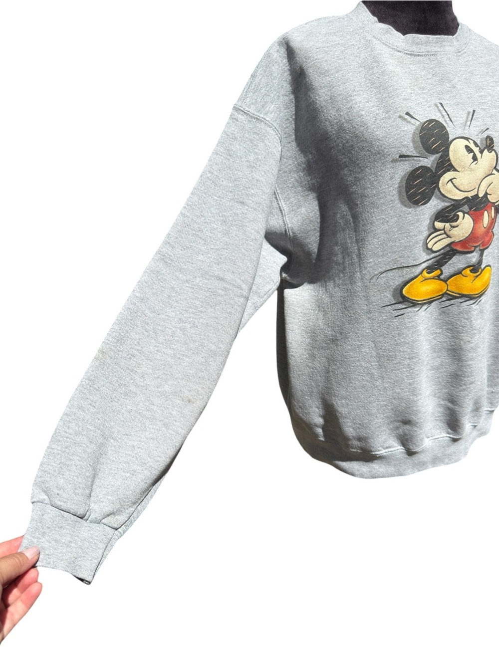 Disney Store Mickey Mouse Crewneck Sweatshirt Vintage 90s USA Heather Gray XL - Picture 4 of 11